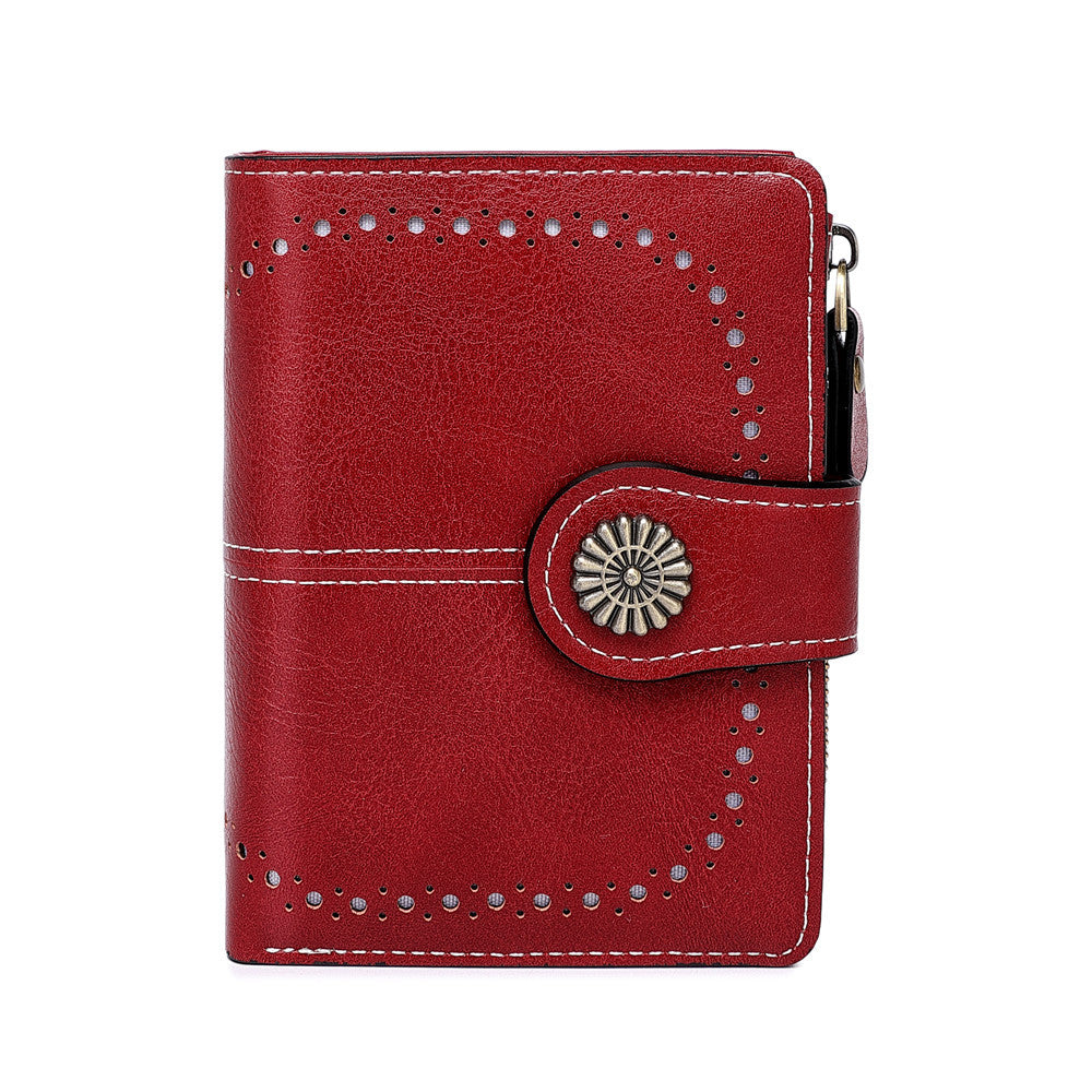 Women's Short Retro Large Capacity Clutch Coin Purses