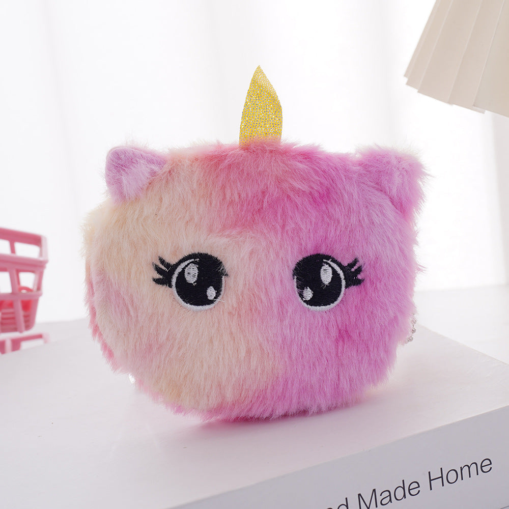 Children's Storage Cartoon Cute Plush Unicorn Earphone Children's Coin Purse