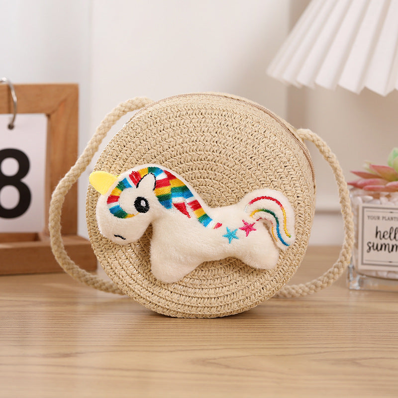 Children's Straw Woven Change Packet Cartoon Cute Children's Coin Purse