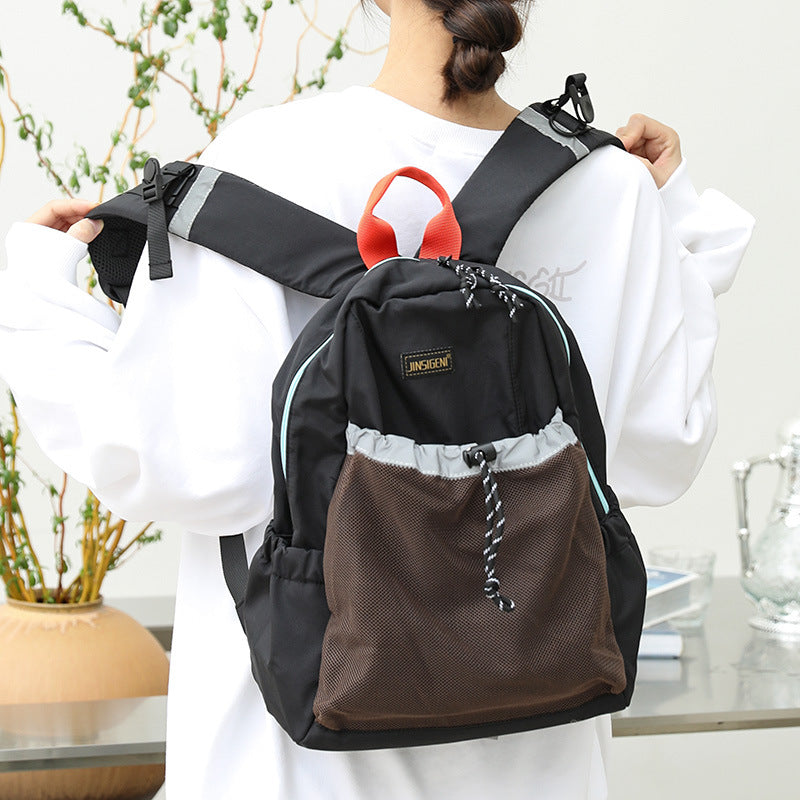 Leisure Artistic Canvas Nylon Contrast Color Drawstring Fashion Backpacks