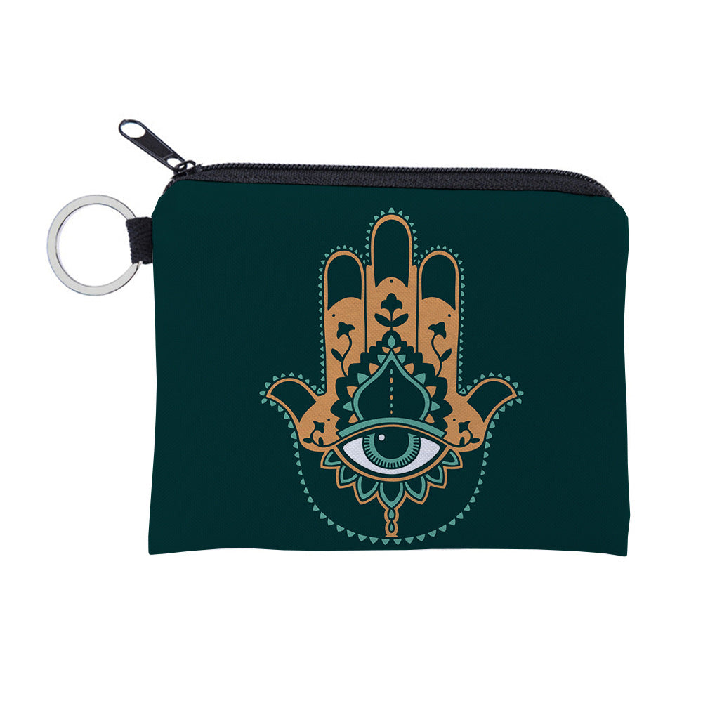 Women's Evil Eye Printing Pattern Zipper Small Purses