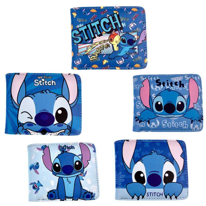 Cute Cartoon Stitch Short Blue Long Ladies Wallets