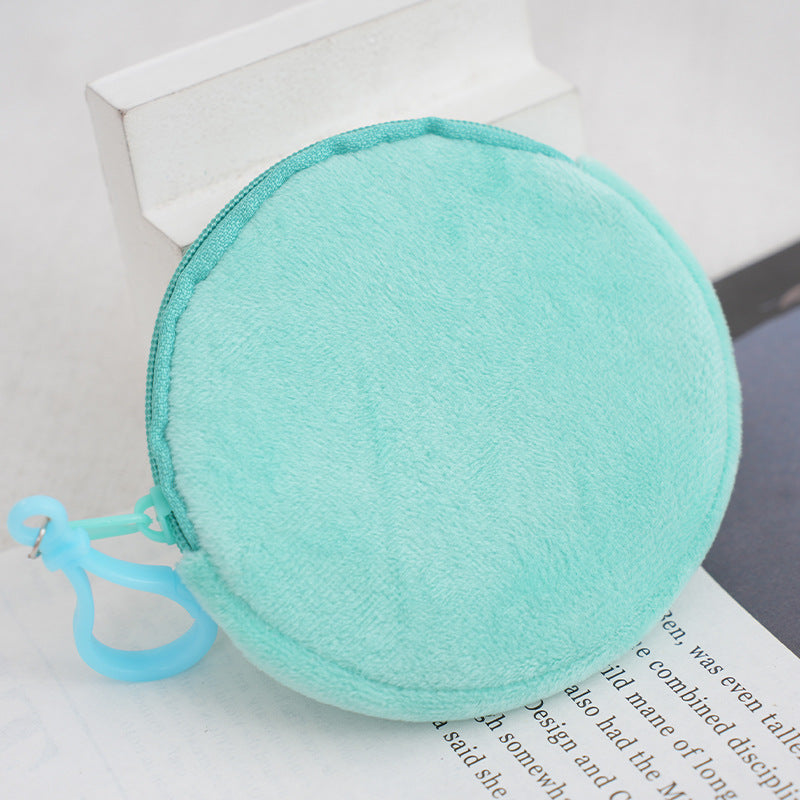 Women's Candy Color Plush Round Cute Certificate Coin Purses