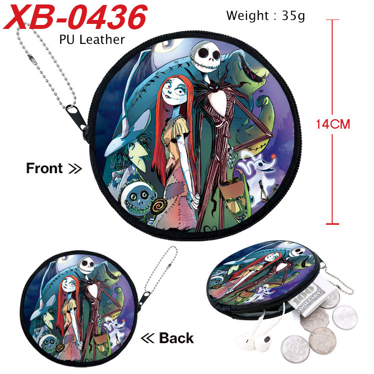 Night Scare Anime Peripheral Leather Round Zipper Earphone Coin Purses