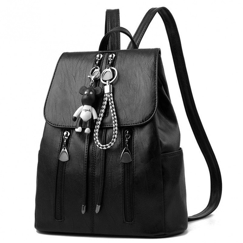 Women's Korean Style Versatile Fashion Cattlehide Large Backpacks