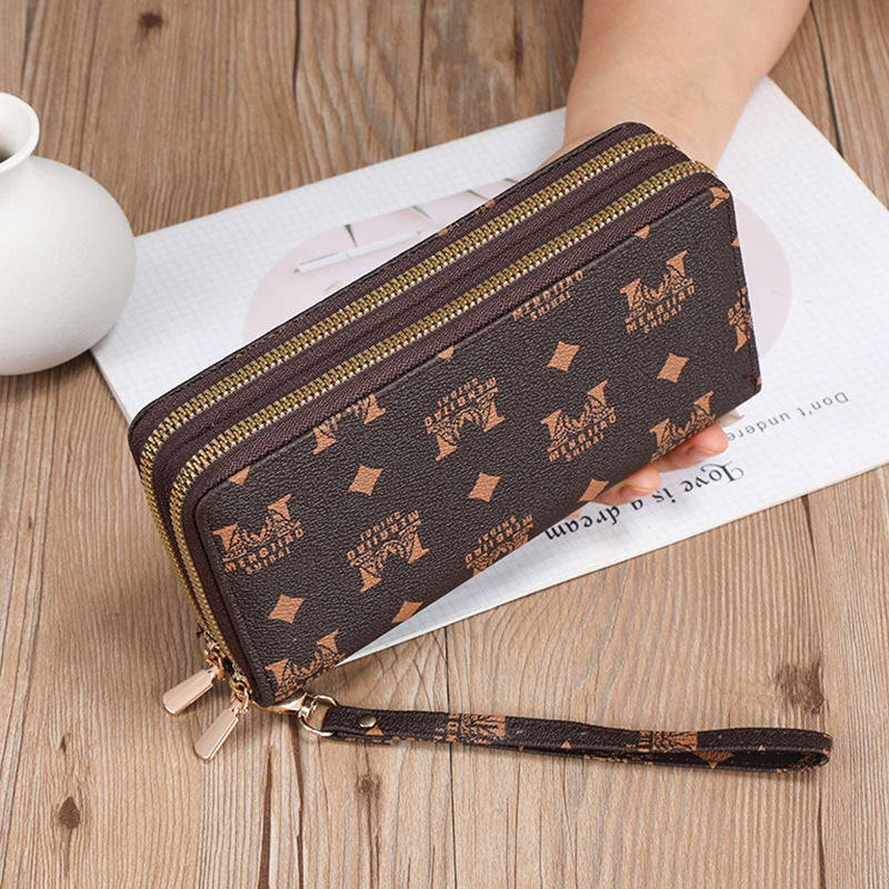 Portefeuilles pour femmes à longue pochette mobile multifonctionnel à fermeture éclair