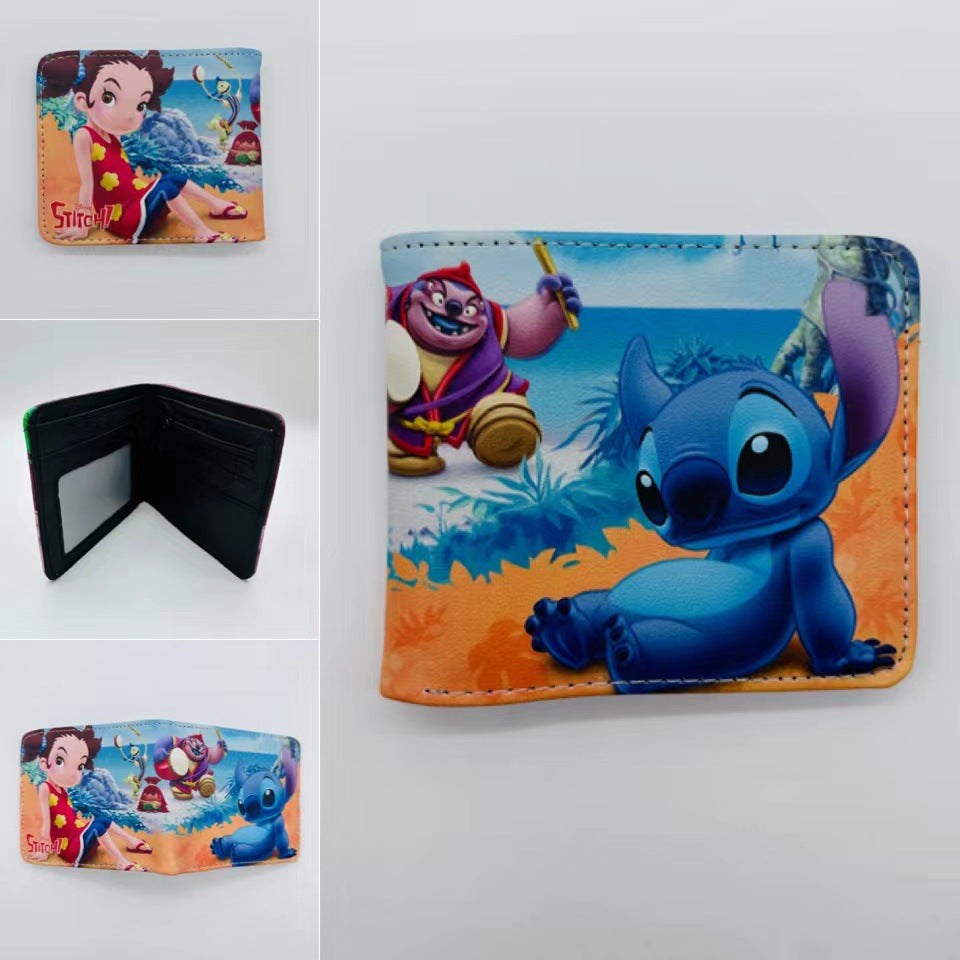 Cute Cartoon Stitch Short Anime Blue Long Coin Purses