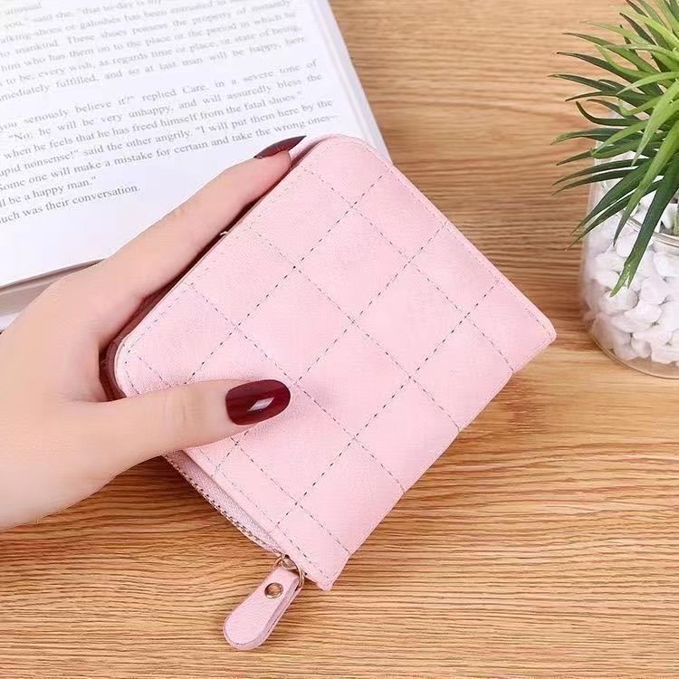 Women's Sweet Short Folding Zipper Hasp Portable Ladies Wallets