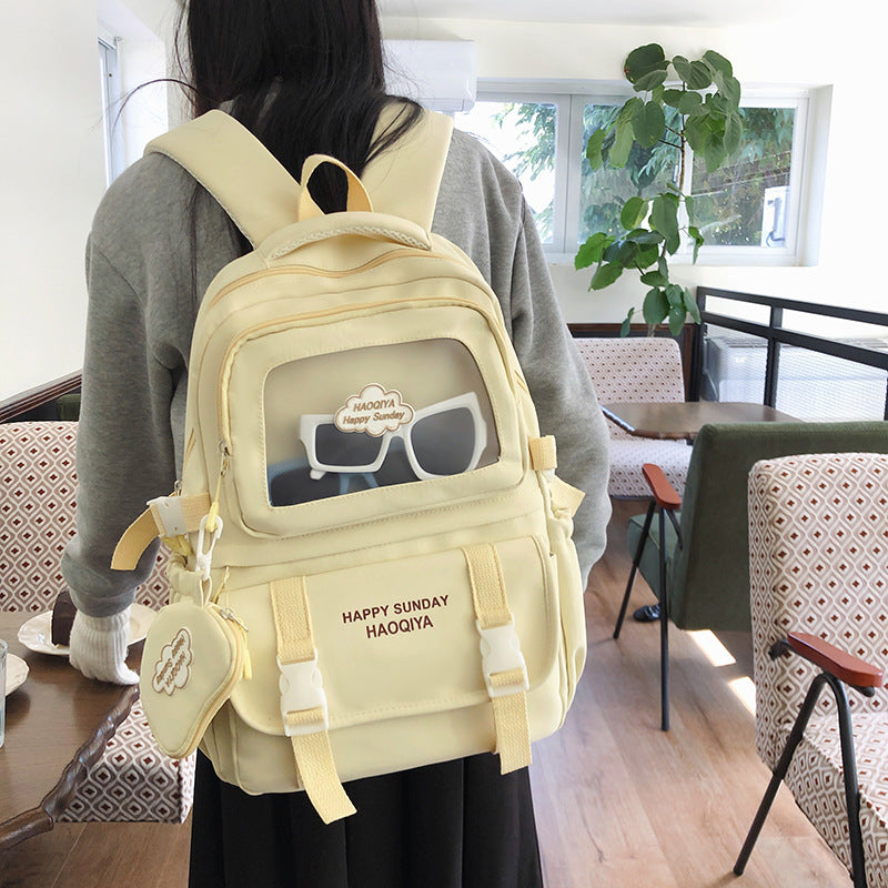 Women's Pure Colored Fresh Early High Transparent Middle School Students' Schoolbags