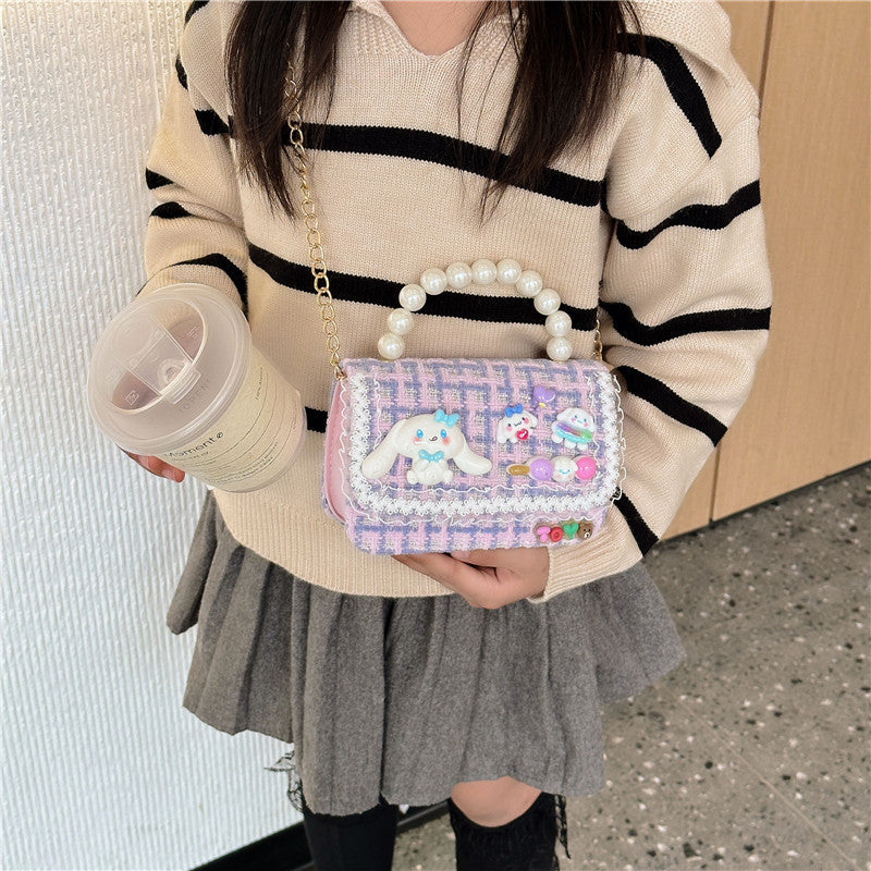 Children's Cartoon Fashion Pearl Tote Simple Chain Children's Shoulder Bags