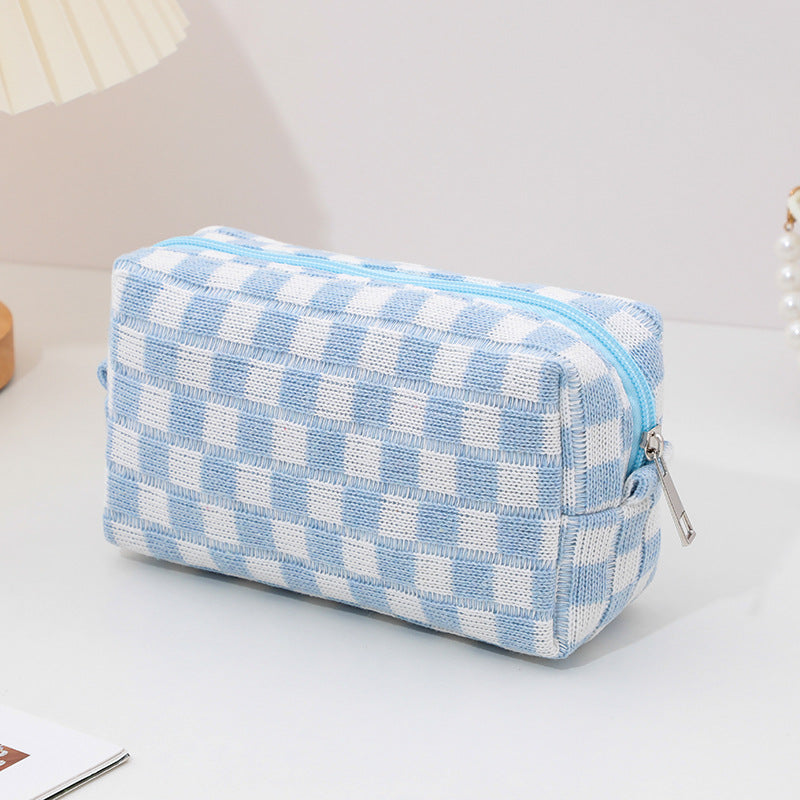 Chessboard Grid Portable Toiletry Large Capacity Cosmetic Bags