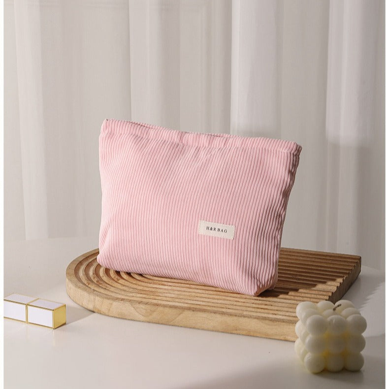 Simple Corduroy Large Capacity Wash Hand Cosmetic Bags