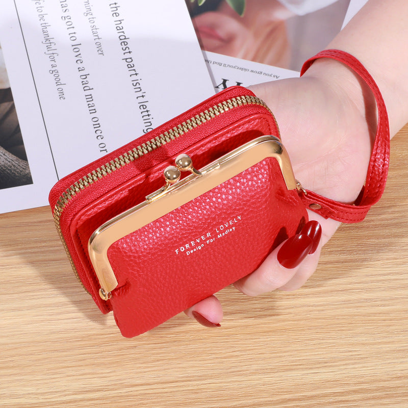 Women's Wrist Strap Short Korean Style Clip Coin Purses