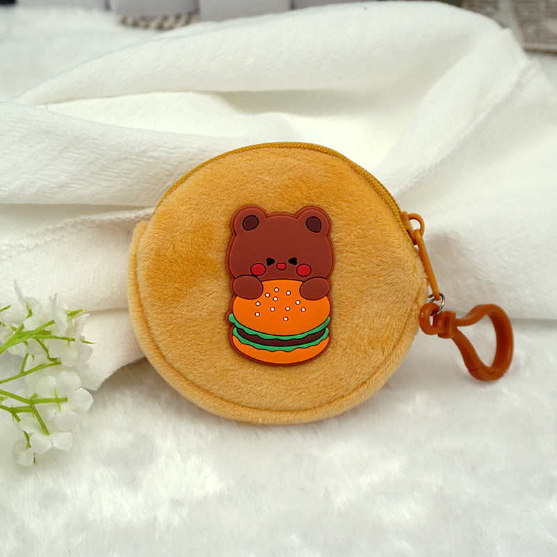 Children's Cute Cartoon Plush Earphone Zipper Portable Coin Purses