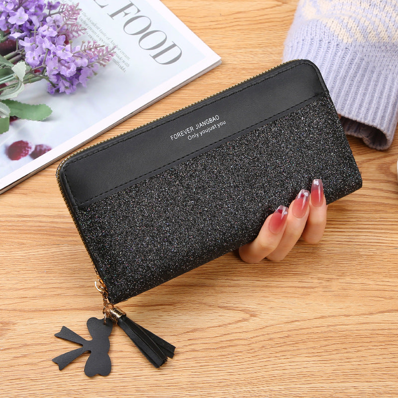 Women's Long Zip Korean Stitching Contrast Color Ladies Wallets