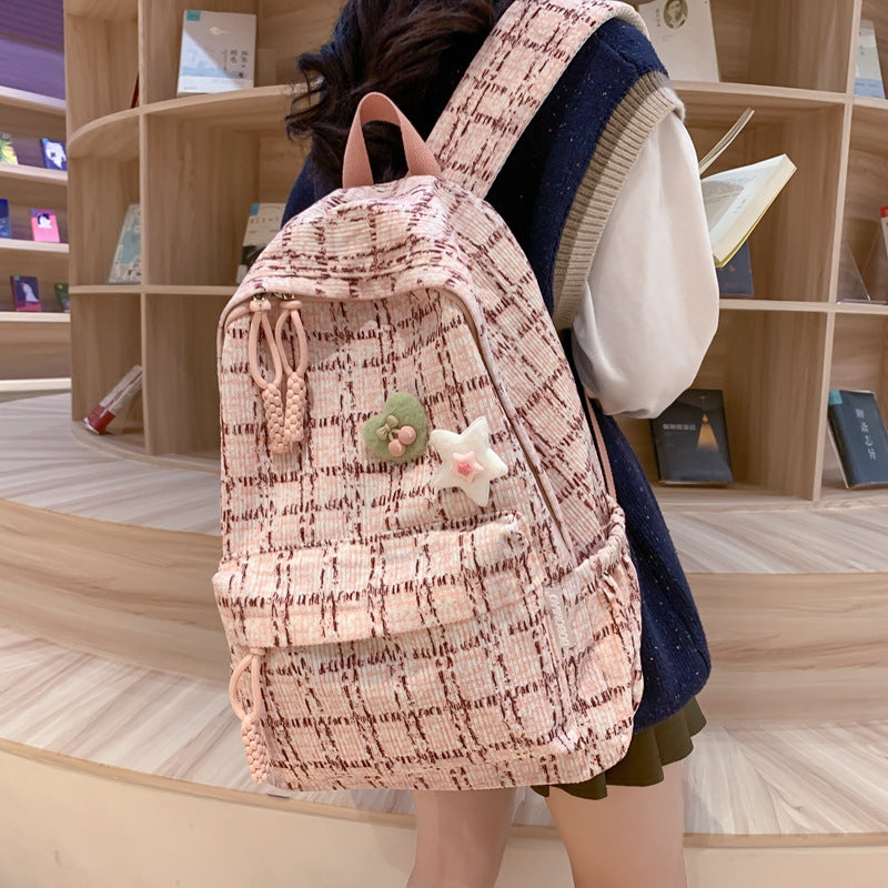 Plaid Female College Niche Design Good-looking Backpacks