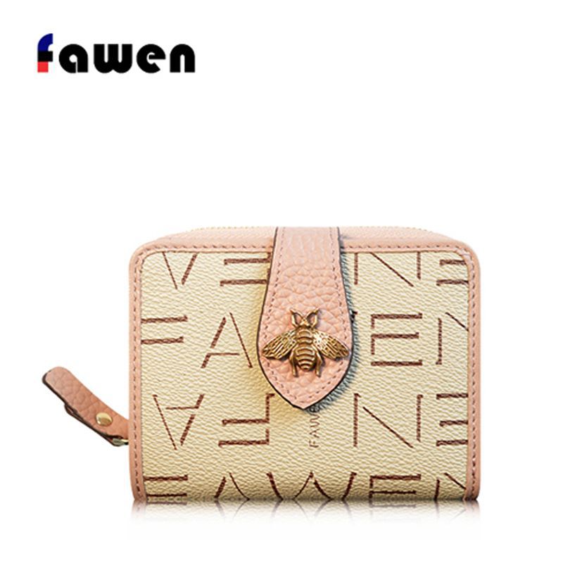 Petit porte-cartes court en cuir véritable pour femme