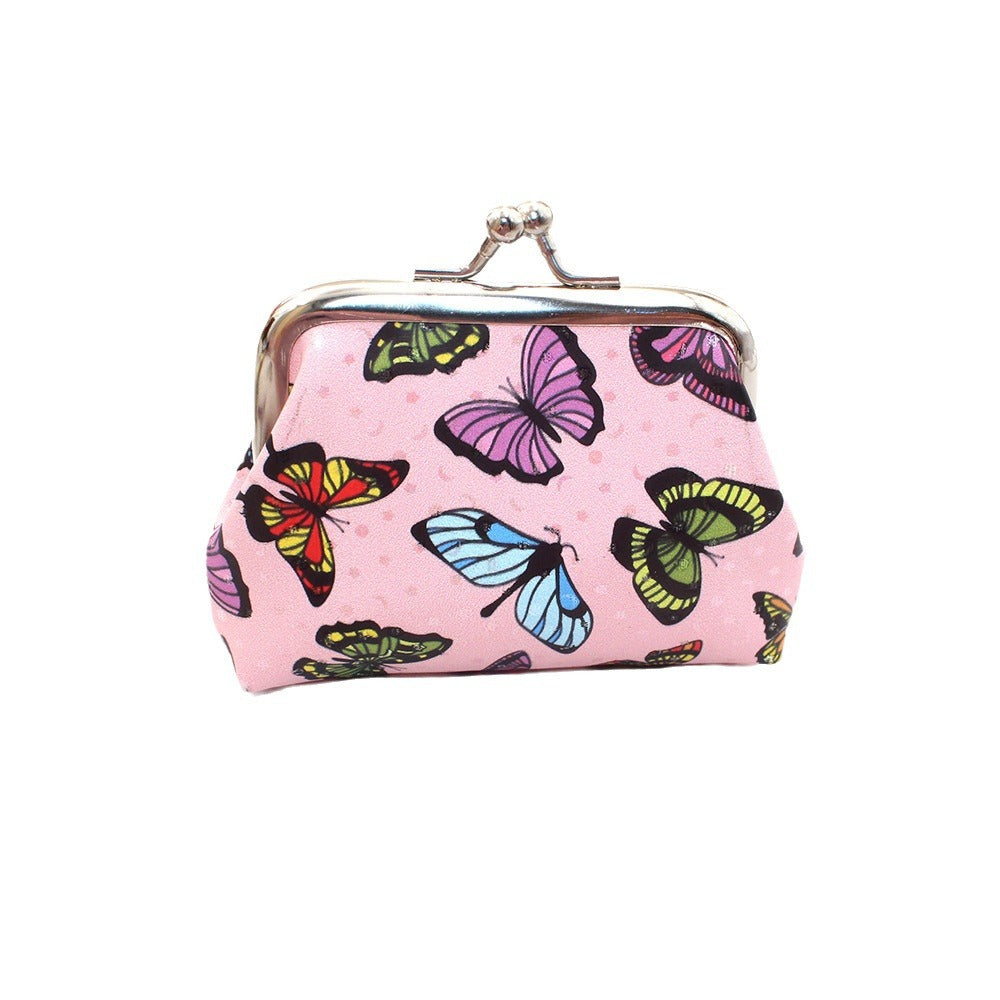 Porte-monnaie de rangement en cuir imprimé papillon, joli sac de poche