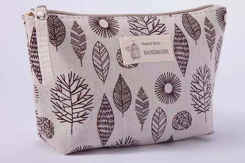 Large Capacity Canvas Wash Fabric Zipper Cosmetic Bags