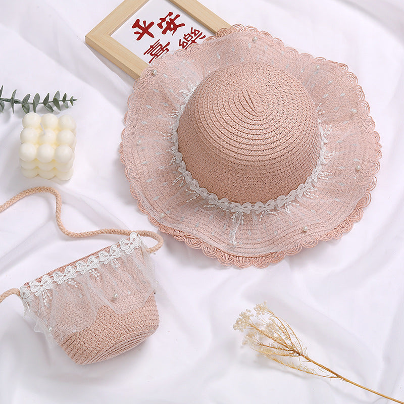 Children's Lace Bow Straw Woven Little Cute Bags