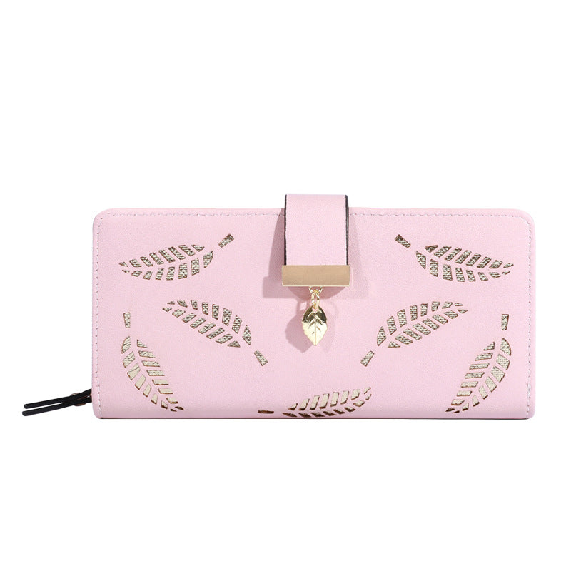 Women's Leaf Billfold Leather Korean Style Two Ladies Wallets