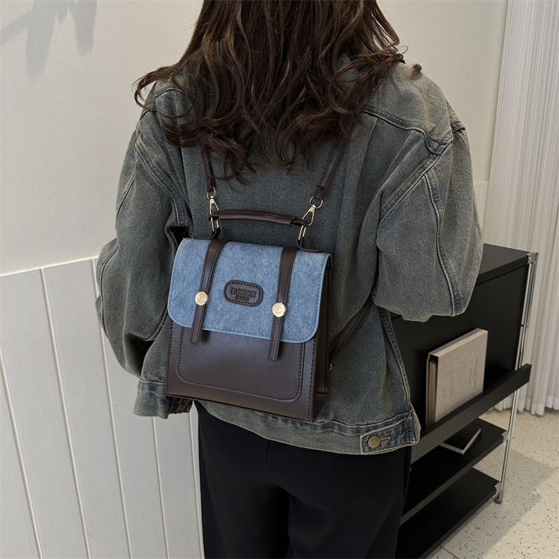 Women's Preppy Style British Retro Autumn Texture Backpacks