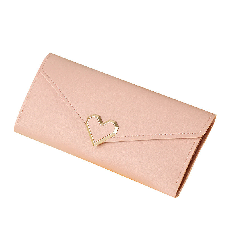 Women's Long Heart-shaped Three-fold Female Clutch Card Holder