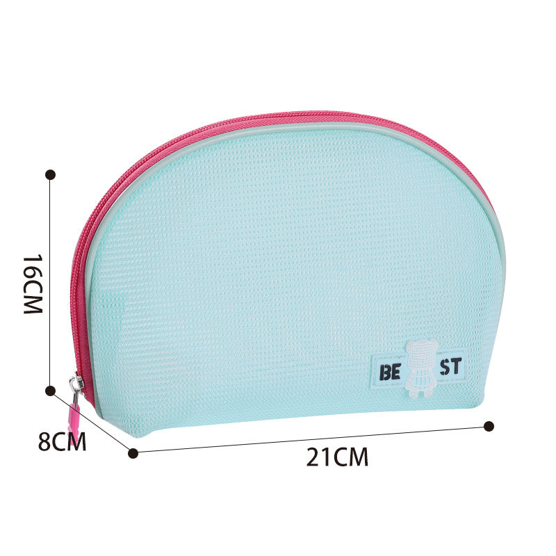 Mesh Cosmetics Utility Brushes Storage Semicircle Cosmetic Bags