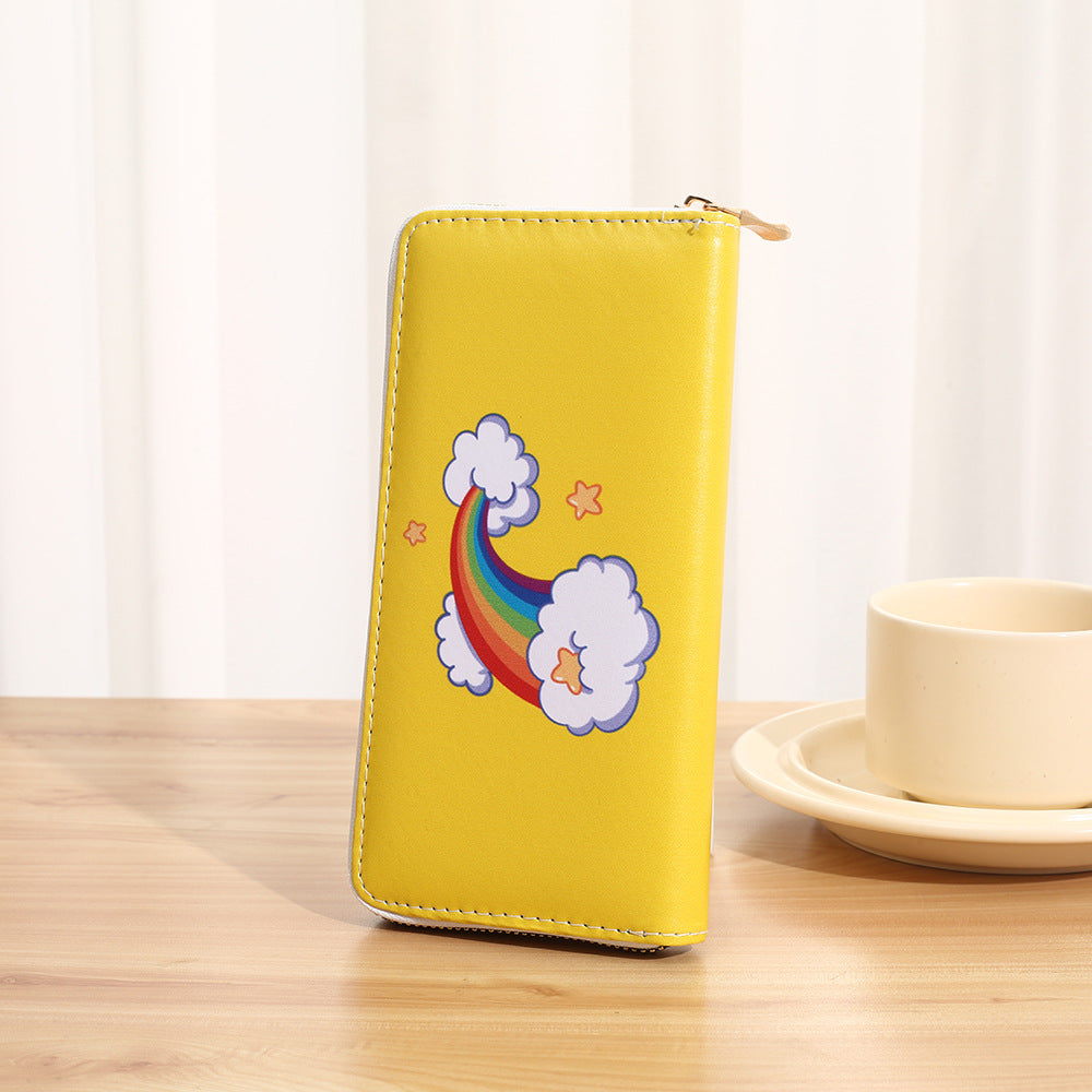 Women's Rainbow Printing Single Zipper Multifunctional Mobile Ladies Wallets