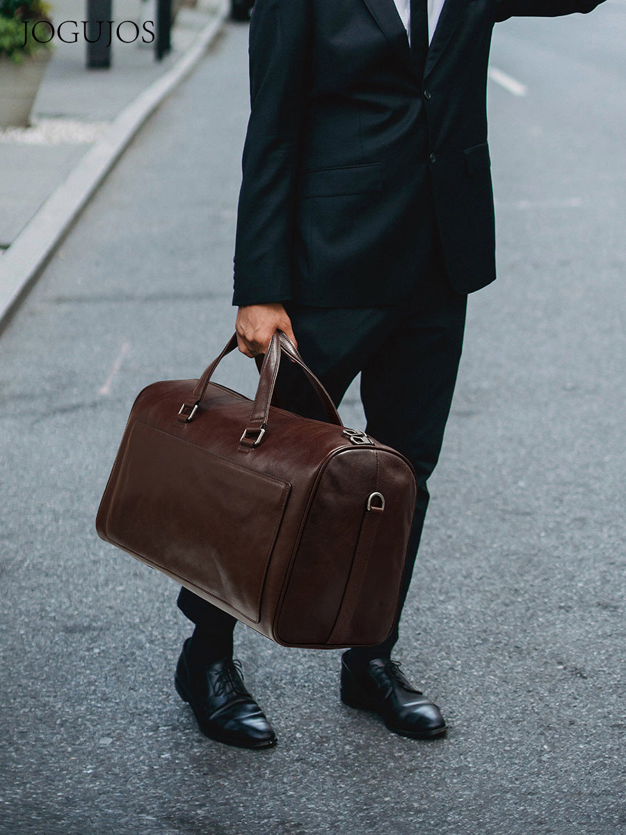 Sacs de voyage portables en cuir véritable de grande capacité pour hommes