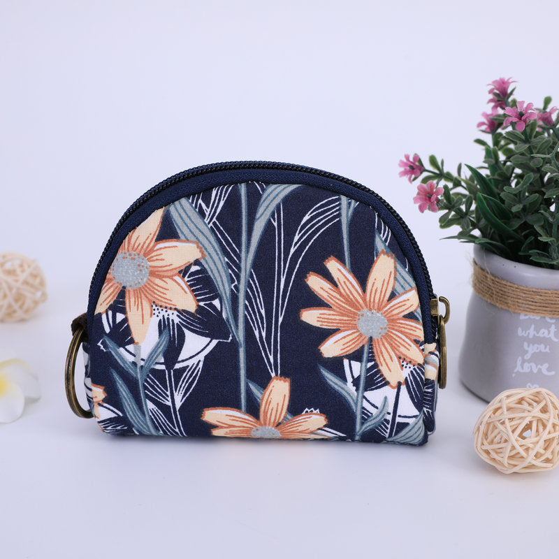 Shell Pastoral Style Flower Small Cloth Coin Purses