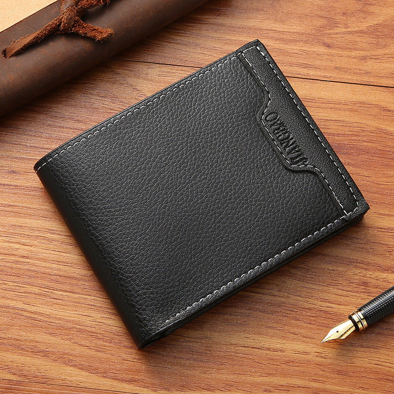 Men's Male Youth Simple Fashion Lychee Pattern Men's Wallets