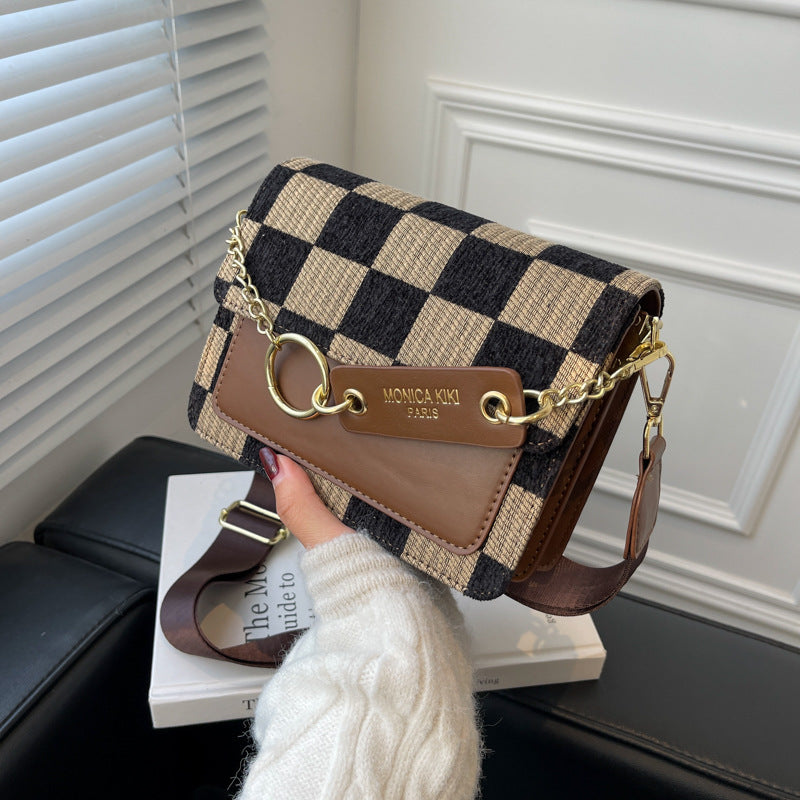 Women's High-grade Exquisite Fashion Chessboard Plaid Niche Shoulder Bags