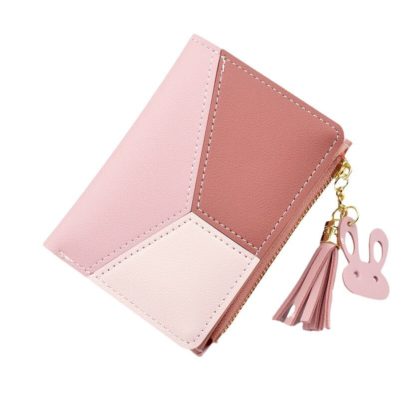 Women's Short Zipper Female Korean Style Stitching Ladies Wallets