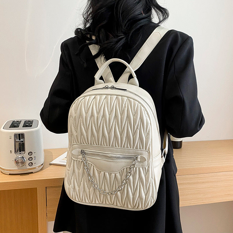 Women's Solid Color Embroidered Classic Female Korean Chic Backpacks