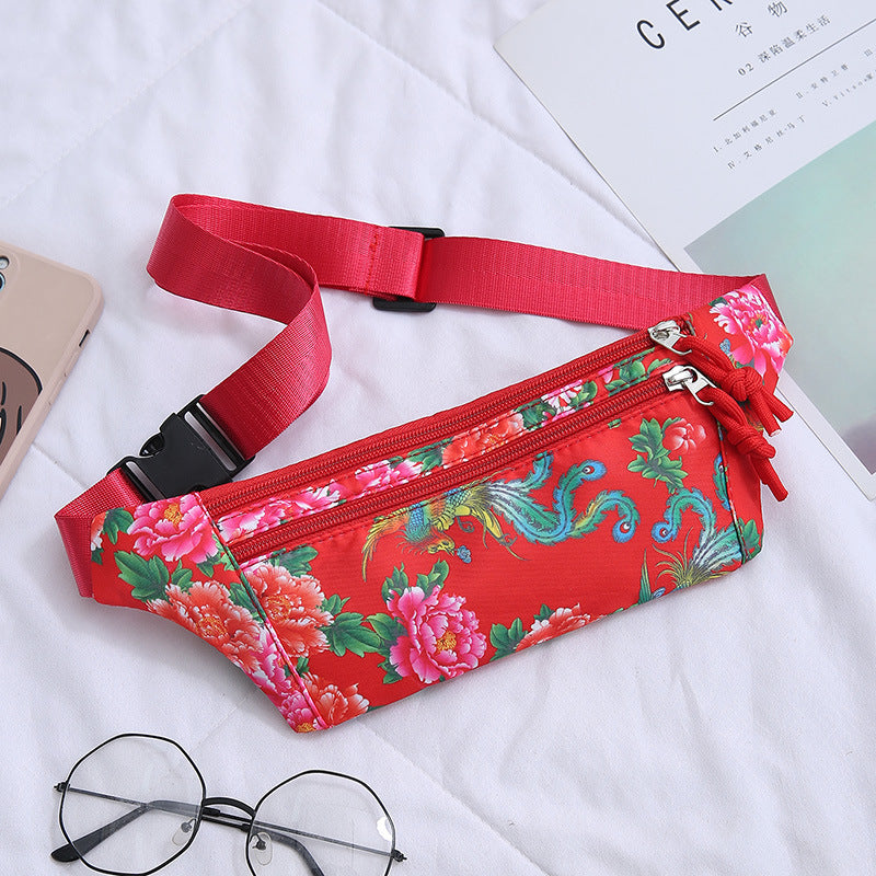 Women's Flower Cloth Leisure Mobile Close-fitting Working Waist Packs