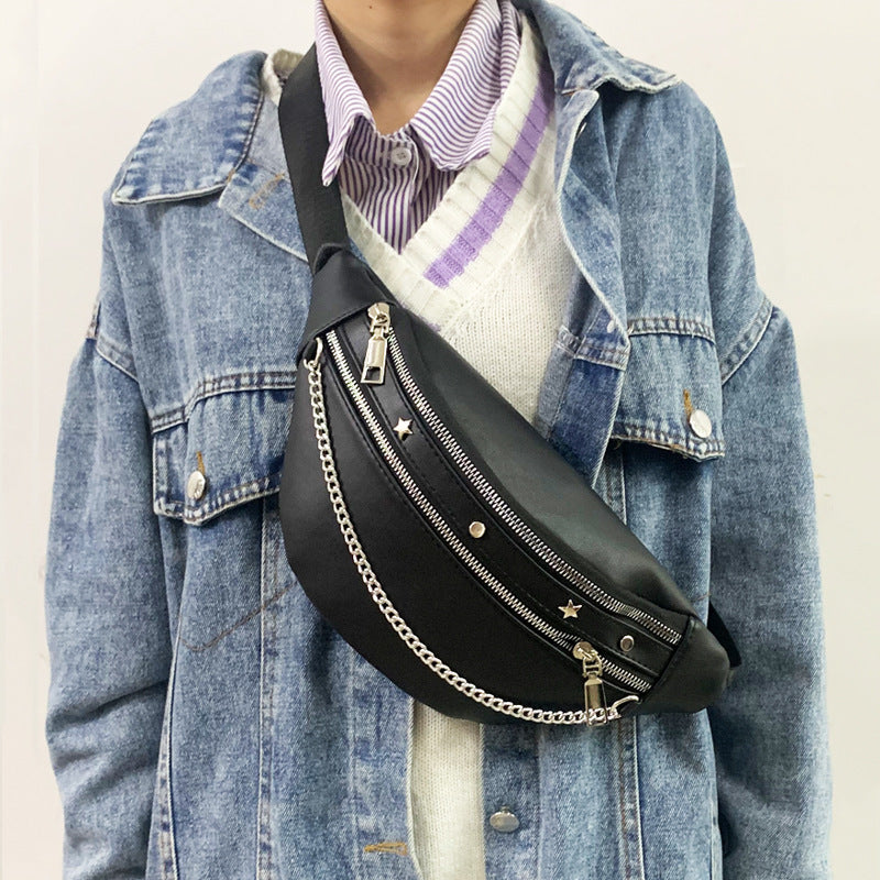 Women's Hip Hop Punk Chain Rivets Fashion Waist Packs