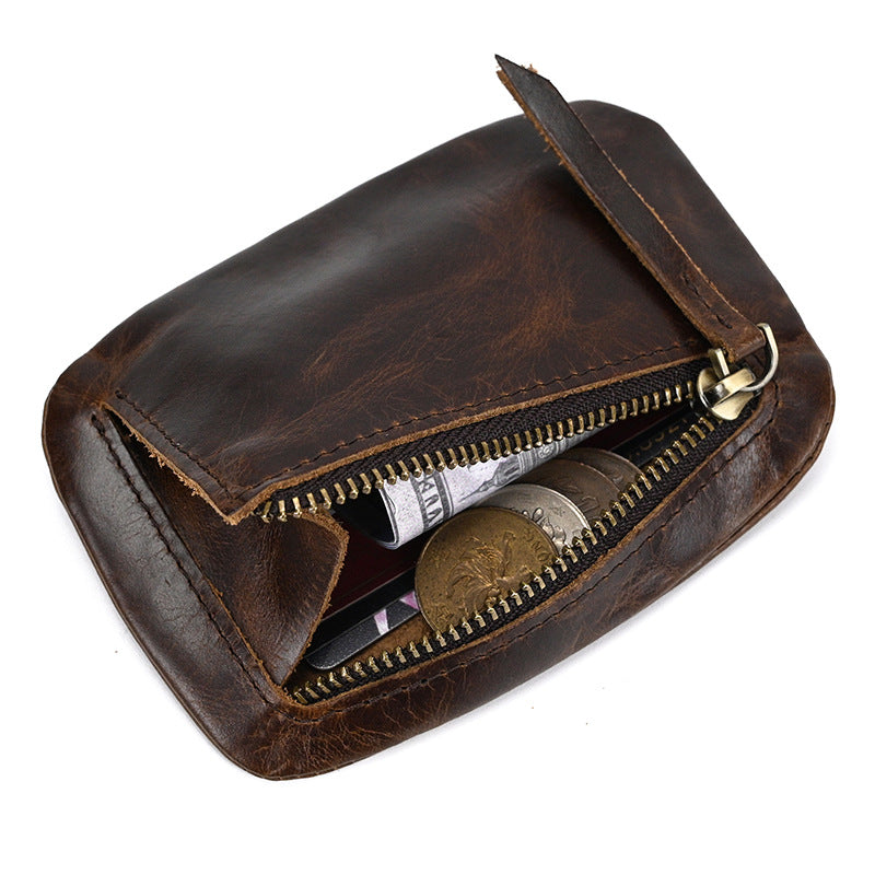 Men's Horse Leather Simple Compact First Layer Cowhide Coin Purses