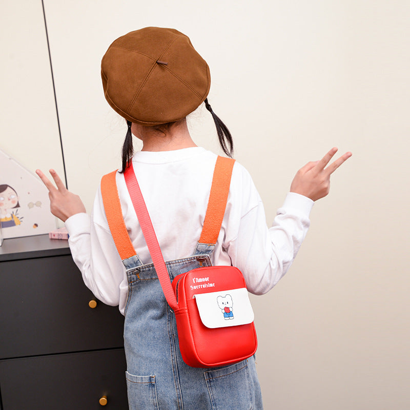 Sacs à bandoulière élégants pour enfants, couleur bonbon, dessin animé mignon imprimé