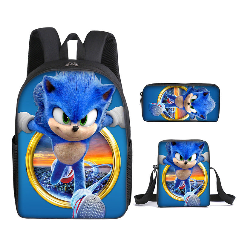 Sonic Primary Three-piece Set Cartoon Animation Bags