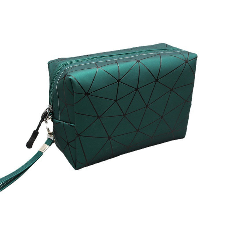 Women's Diamond Pattern Leather Cosmetics Storage Cosmetic Bags