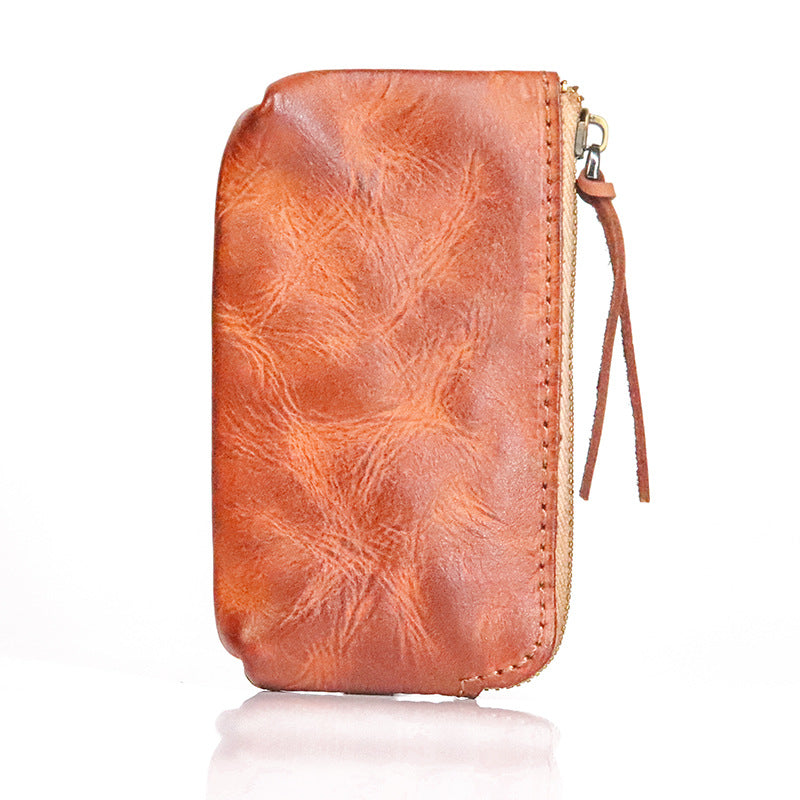 Women's Cowhide First Layer Hand-rub Color Distressed Coin Purses