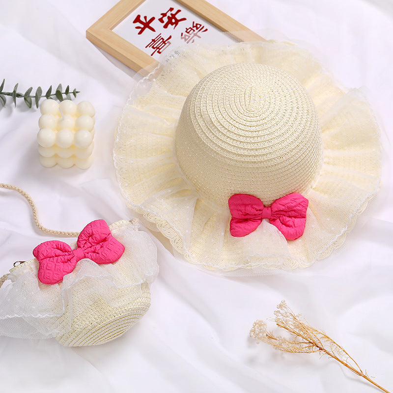 Children's Lace Bow Straw Woven Little Cute Bags