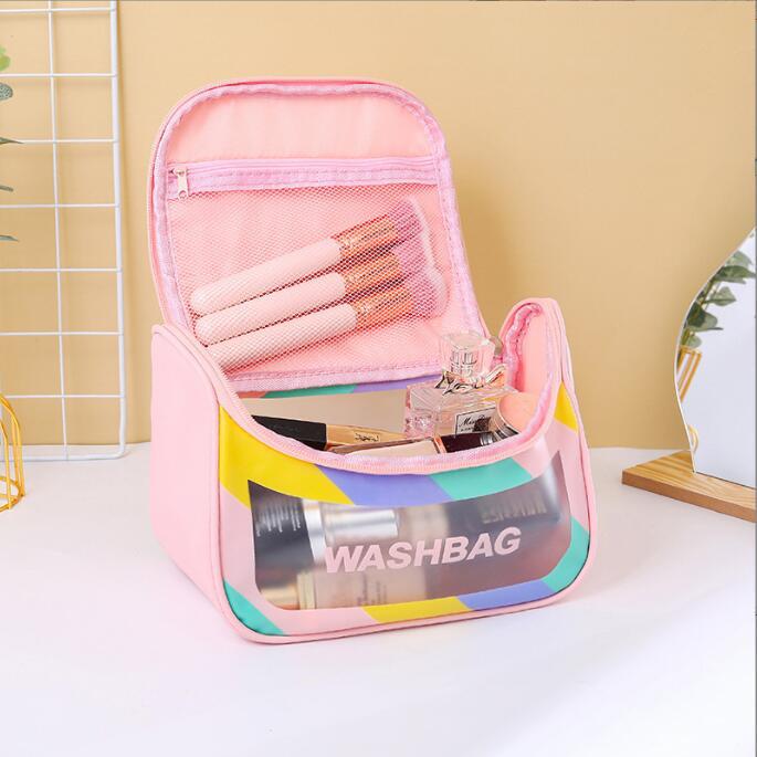 Large Capacity Portable Leather Waterproof Transparent Makeup Cosmetic Bags