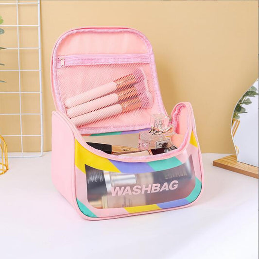 Large Capacity Portable Leather Waterproof Transparent Makeup Cosmetic Bags