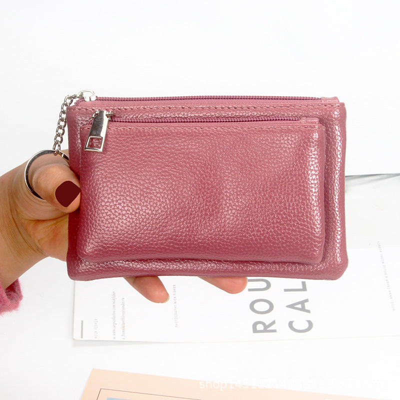 Fresh Sweet Solid Color Leather Litchi Pattern Coin Purses