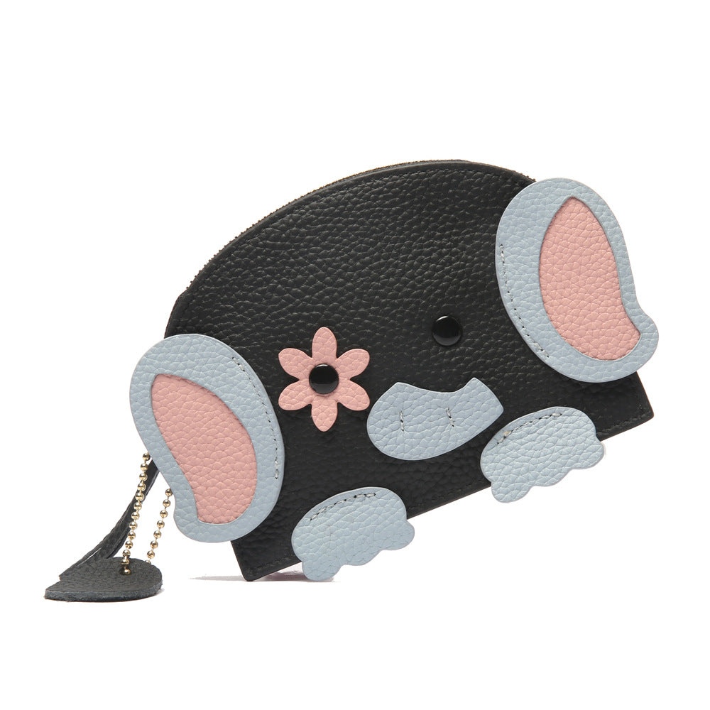 Style mignon éléphant poche à glissière femme porte-monnaie compact