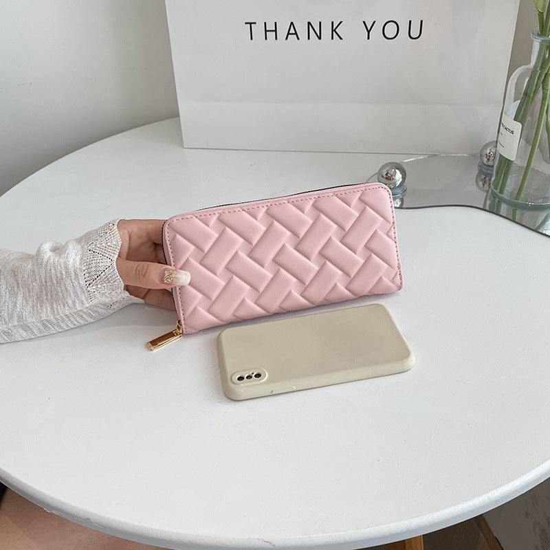 Women's Fashion Leather Embossed Clutch Mid-length Mobile Phone Bags