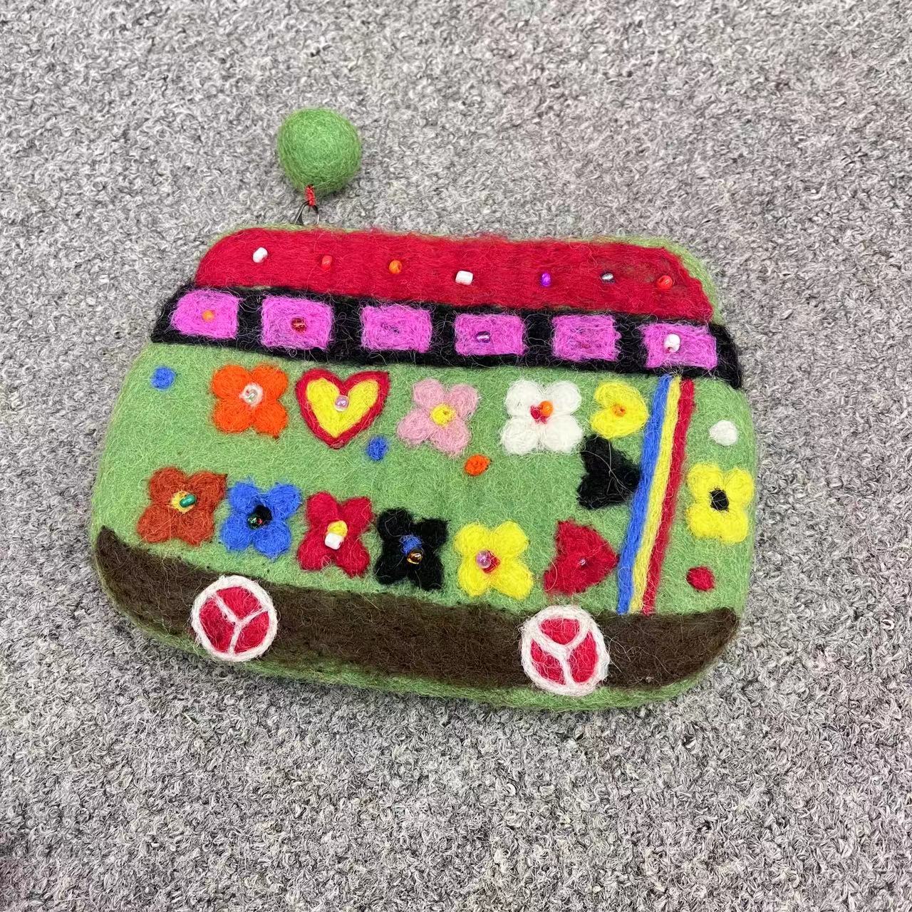 Wool Felt Car Bus Finished Poke Coin Purses