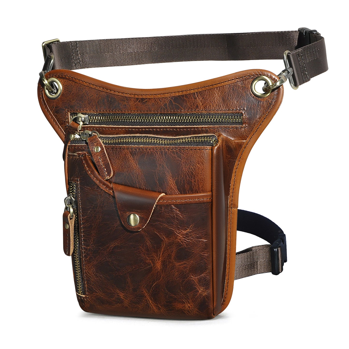 Men's Oil Waxed Leather Cowhide Retro Trendy Bags